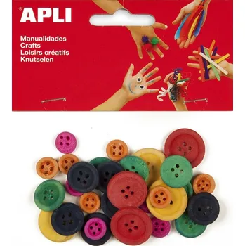 APLI Dřevěné knoflíky - barevný mix - 30 ks