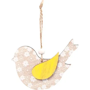 Velikonoční dekorace MFP záves dřevo ptáček 17x10cm/2ks natur 2221723