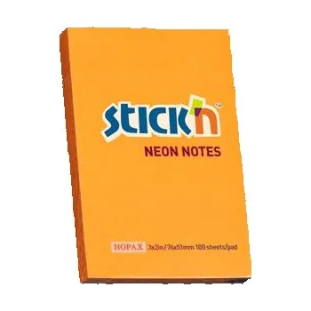 Samolepící bloček Samolepicí bloček Stick'n 76 × 51 mm, 100 lístků, neonově oranžový