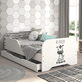 Dětská postel Dětská postel MIKI 160 x 80 cm s motivem zebry