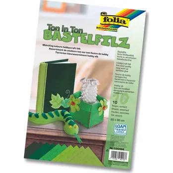 Dekorační filc - 10 listů - 20 × 30 cm, barva: zelená