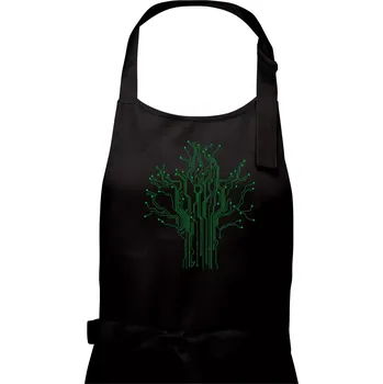 Kuchyňská zástěra Tištěný spoj strom - Dámská zástěra na vaření - Univerzální velikost ( Černá )