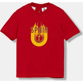 Chlapecké tričko Dětské bavlněné tričko adidas Performance SPAIN JZ9003 červená 29X, vel. 164