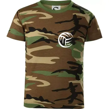 Chlapecké tričko Volejbal míč prso - Dětské maskáčové triko - 146 cm/10 let ( Hnědý maskáč )