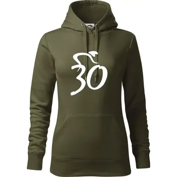 Dámská mikina Cyklista slaví třicítku (30) - Mikina dámská Cape s kapucí - XS ( Military )