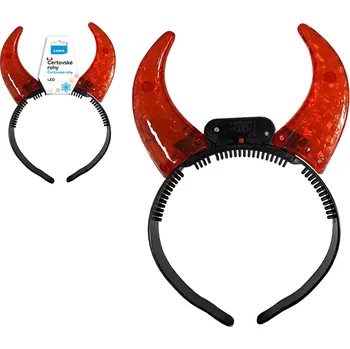 Vánoční dekorace Čertovské rohy červené krystal, svítící