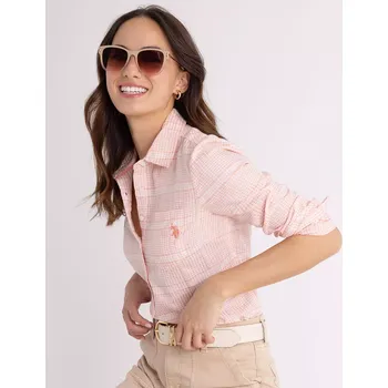 Dámské tričko U.S.Polo Assn. dámská košile s dlouhým rukávem HALF korálová M