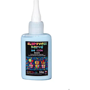 Speciální výtvarná barva Barva na sklo slupovací - NEON, svítící pod UV lampou, modrá, 50 g