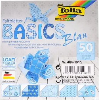 Umělecký papír Origami papír Basics 80 g/m2 - 20 × 20 cm, 50 archů - modrý