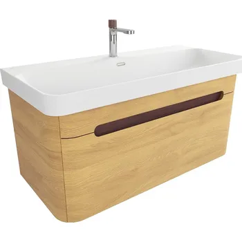 Koupelnový nábytek Koupelnová skříňka s umyvadlem SAT Fusion 97,5x43x45 cm dub medový mat SATFUSION100DMMWBA