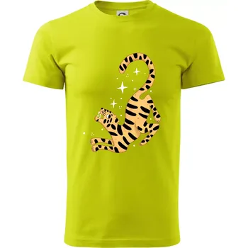 Pánské tričko Tygr s hvězdami (studio-arte.cz) - Klasické pánské triko vyšší gramáže - 2XL ( Limetková )