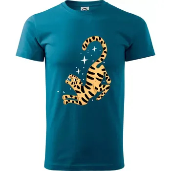 Pánská móda Tygr s hvězdami (studio-arte.cz) - Klasické pánské triko vyšší gramáže - XS ( Petrolejová )