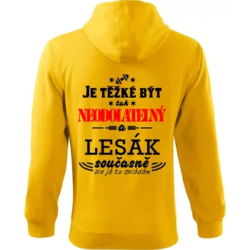 Pánská mikina Je těžké být neodolatelný lesák - Mikina s kapucí na zip trendy zipper - XL ( Žlutá )