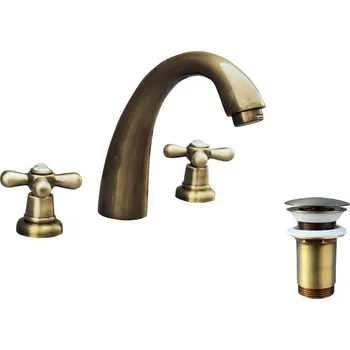 Vodovodní baterie Umyvadlová baterie RAV SLEZÁK Morava s clic-clacem stará mosaz MK133.5SM