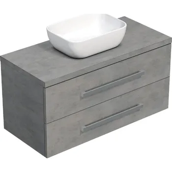 Koupelnový nábytek Koupelnová skříňka s krycí deskou SAT Cube Way 100x53x46 cm beton mat CUBE461003BESAT45