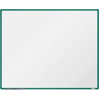 BoardOK Bílá magnetická tabule s emailovým povrchem 150 × 120 cm, zelený rám