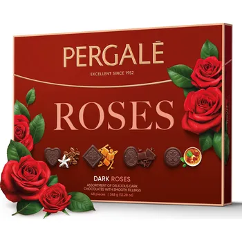 Čokoláda Pergale Dark Roses Hořká bonboniéra s růží 348g