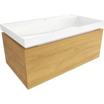 Nábytek Koupelnová skříňka s umyvadlem SAT Feel 80x30x46 cm medový dub mat SATFEEL80DMU4