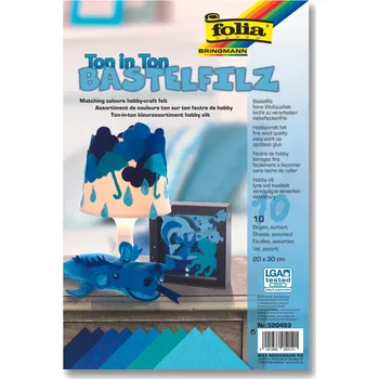 Dekorační filc - 10 listů - 20 × 30 cm, barva: modrá