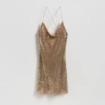 Dámské šaty Reserved - Flitrové mini šaty - zlatý - 579GW-GLD - 579GW-GLD-M