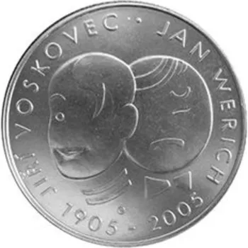 Stříbrná mince 200 Kč ke 100. výročí narození Jana Wericha a Jiřího Voskovce 2005 Proof