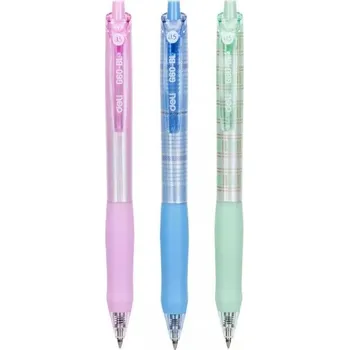 Gelové pero DELI modrá náplň 0,5 mm - mix barev