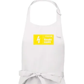 Kuchyňská zástěra Pozor vysoké napětí - Pánská zástěra na vaření - Univerzální velikost ( Bílá )