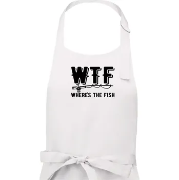 Kuchyňská zástěra Wheres's the Fish WTF - Pánská zástěra na vaření - Univerzální velikost ( Bílá )