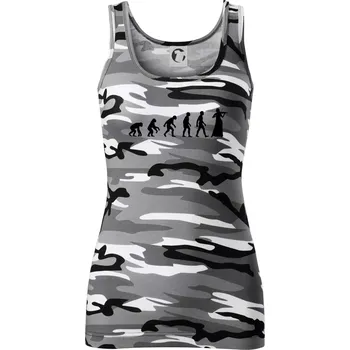 Dámské tričko Evoluce houslistka - Dámské Maskáčové tílko - S ( Šedý maskáč )