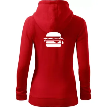 Dámská mikina Hamburger ikona - Dámská mikina trendy zipper s kapucí - L ( Červená )