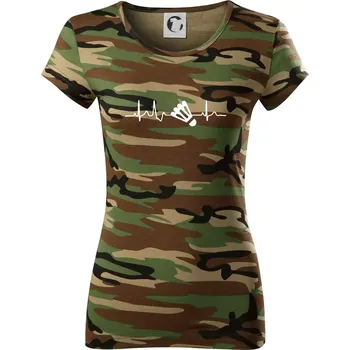 Dámské tričko EKG Badminton košík - Dámské maskáčové triko - XS ( Hnědý maskáč )