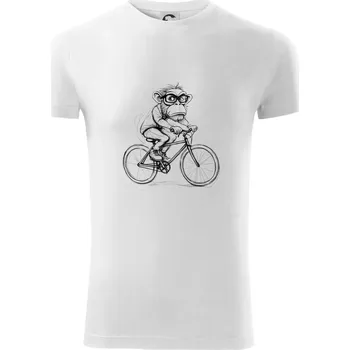 Pánské tričko Opice s brýlemi na kole - Viper FIT - Pánské zůžené tričko - M ( Bílá )