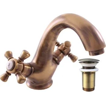 Umyvadlová baterie RAV SLEZÁK Morava s clic-clacem stará mosaz MK329.5SM