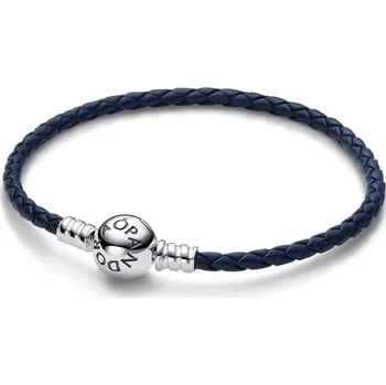 Náramek Pandora Tmavě modrý kožený náramek Moments 592790C01 17,5 cm + 2 měsíce na vrácení zboží
