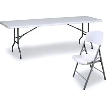 Zahradní stan Pártystany-Jičín s.r.o. Cateringový stůl skládací - plastový délka 180cm + ODOLNÁ ŽIDLE 6ks