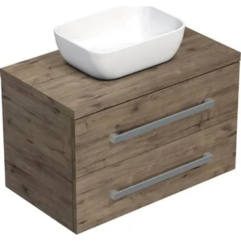 Koupelnový nábytek Koupelnová skříňka s krycí deskou SAT Cube Way 80x53x46 cm dub Wellington mat CUBE46803DW45