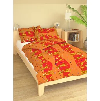 Povlečení Podpěrová s.r.o. Dětské povlečení krep ŽIRAFY oranžové Velikost: 90x135 cm, 40x60 cm N