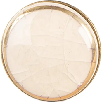 Dveřní kování Béžová keramická knopka se zlatým okrajem - Ø 3*3 cm / S3 cm