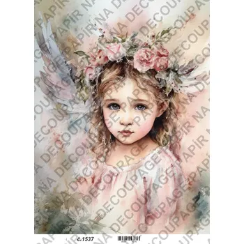 Umělecký papír Rýžový a soft papír na decoupage - Andělka - KB01537 Materiál: Soft, Rozměr: A4