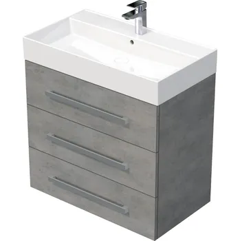 Koupelnová skříňka s umyvadlem Naturel Cube Way 80x76,5x46 cm beton mat CUBE46803BESAT