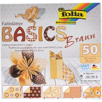 Origami papír Basics 80 g/m2 - 20 × 20 cm, 50 archů - hnědý