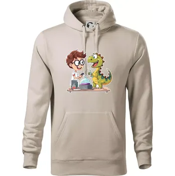 Pánská mikina Chemik a dinosaurus - kluk - Mikina pánská Cape s kapucí - 2XL ( Ledově šedá )