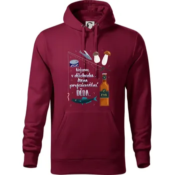 Pánská mikina Profesionální děda (studio-arte.cz) - Mikina pánská Cape s kapucí - 4XL ( Garnet )