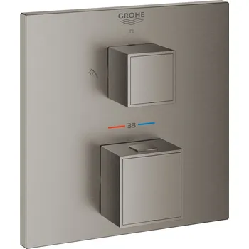 Vodovodní baterie Sprchová a vanová baterie GROHE Grohtherm Cube bez podomítkového tělesa kartáčovaný Hard Graphite 24154AL0