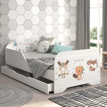 Dětská postel Dětská postel 140 x 70 cm s motivem lesních zvířátek