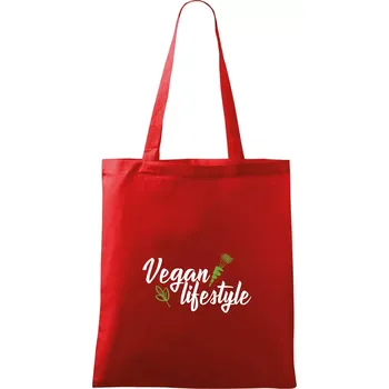 Nákupní taška Vegan lifestyle - Taška bavlněná - 42 x 38 cm ( Červená )