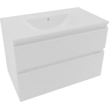 Koupelnový nábytek Koupelnová skříňka 2 zásuvková s umyvadlem Naturel Savona 78x53x44,8 cm bílá lesk SAVONA280BI