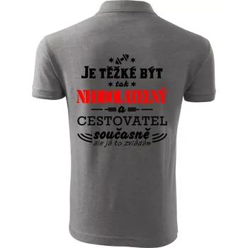 Pánská košile Je těžké být neodolatelný cestovatel - Polokošile pánská Pique Polo 203 - 4XL ( Tmavě šedý melír )