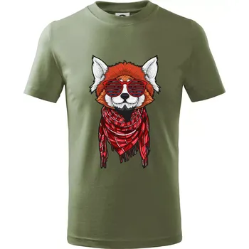 Červená panda hipster - Tričko dětské bavlněné - 122 cm/6 let ( Khaki )