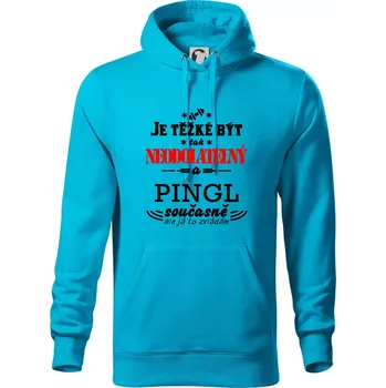 Pánská mikina Je těžké být neodolatelný pingl - Mikina pánská Cape s kapucí - 5XL ( Světlý tyrkys )
